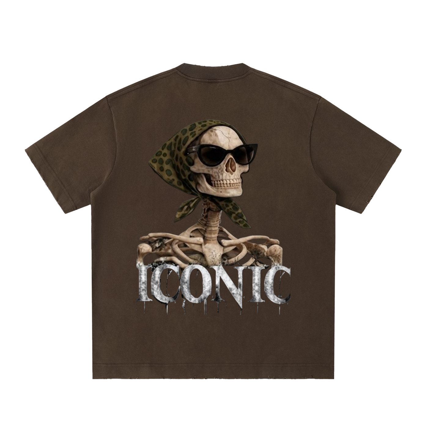 Ciemnobrązowy t-shirt Cerber™ VOGUE REAPER z nadrukiem Iconic na plecach