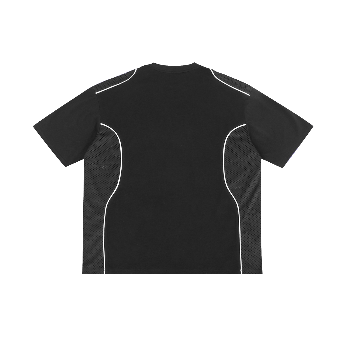 Czarny t-shirt sportowy Cerber™ VELOCITY tył z białymi lamówkami
