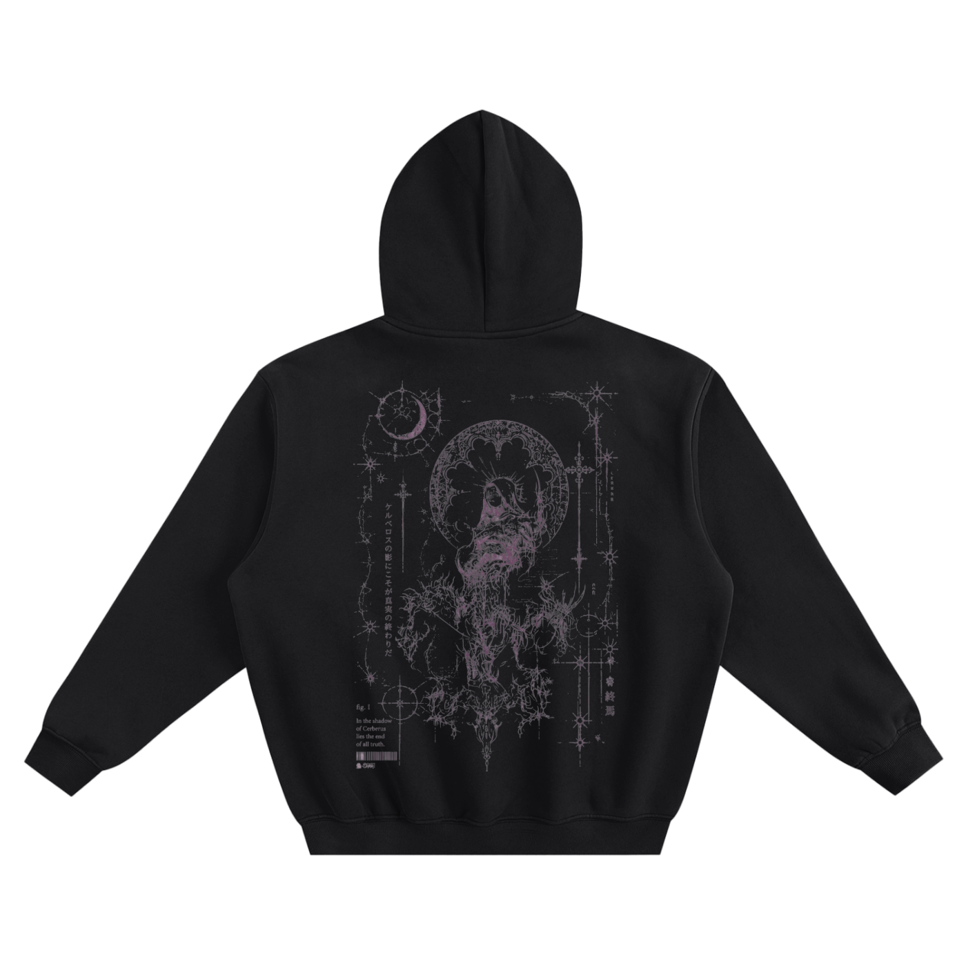 Czarna bluza z kapturem oversize Shadow Code z dużym nadrukiem na plecach - tył