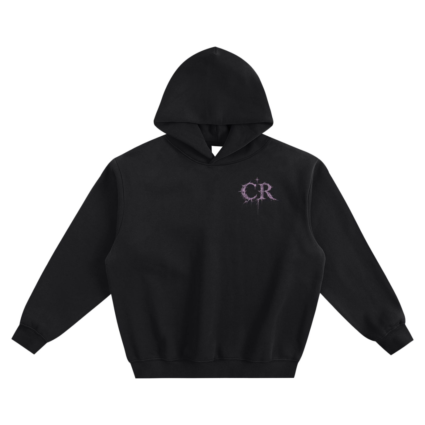 Czarna bluza z kapturem oversize Shadow Code z logo na piersi - przód