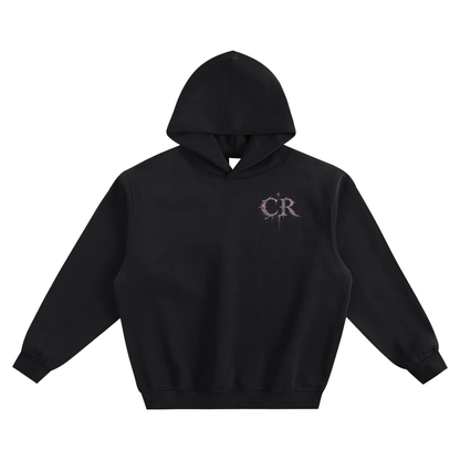 Czarna bluza z kapturem oversize Shadow Code z logo na piersi - przód