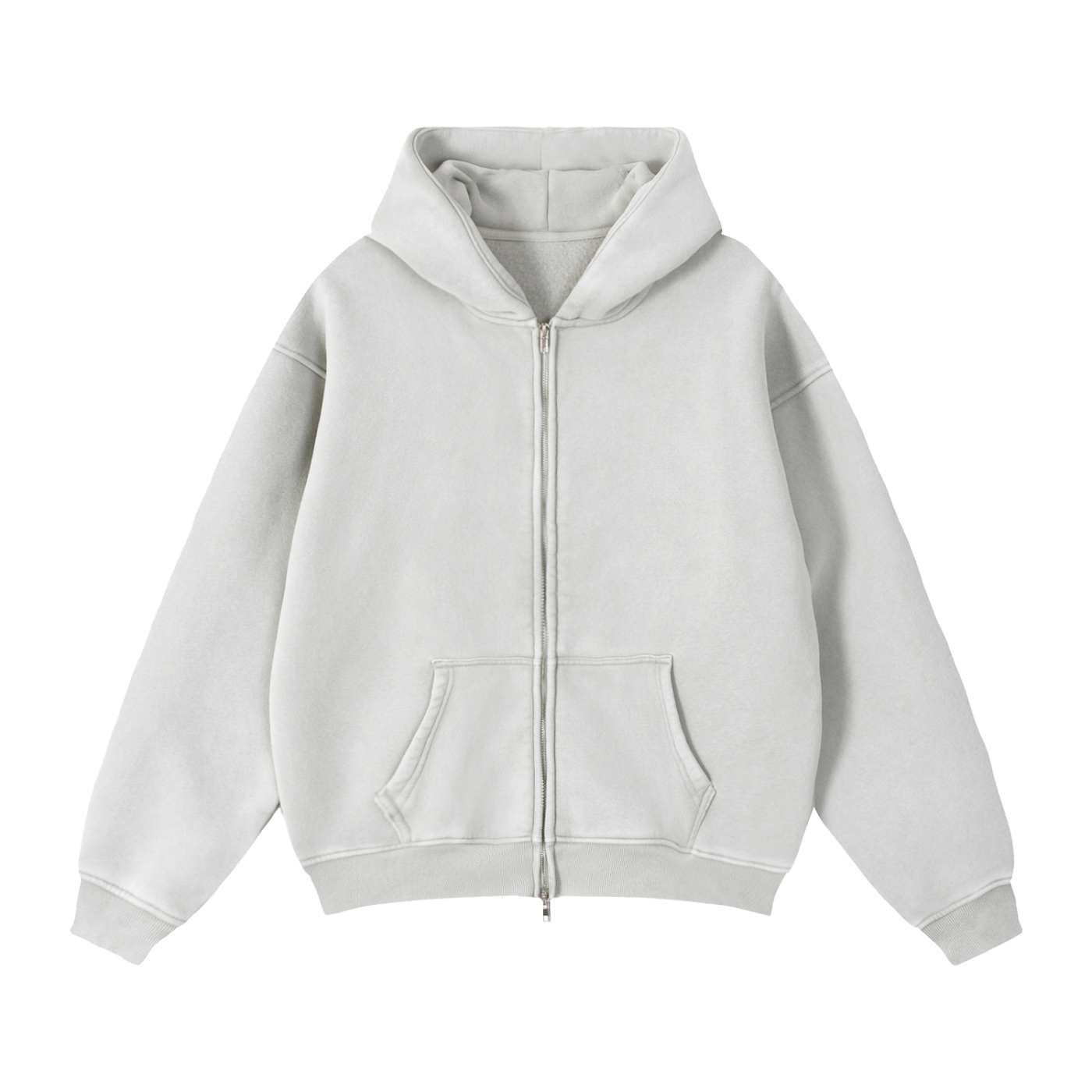 Jasnoszara bluza z kapturem męska unisex oversize z dużym nadrukiem paszczy rekina na plecach Apex Jaw CERBER