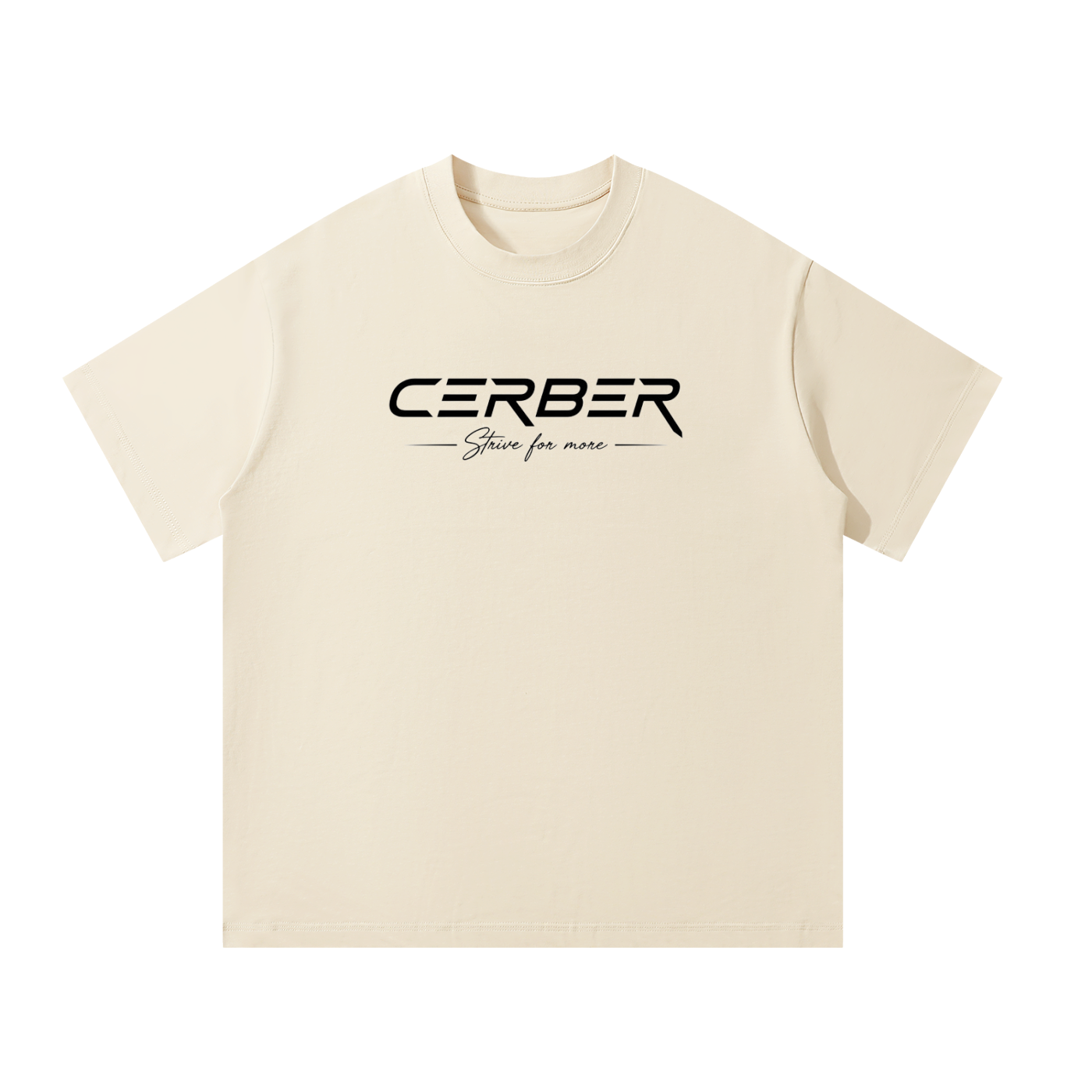 Beżowa koszulka oversize Cerber™ ASCENT z minimalistycznym logo przód