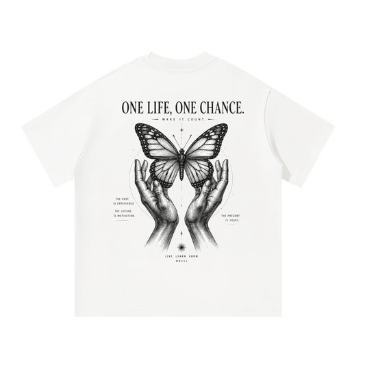 Cerber ONE LIFE, ONE CHANCE Biały T-Shirt z Grafiką
