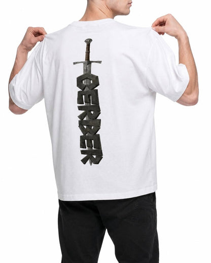 Męski t-shirt oversize Cerber™ CERBERUS SIGIL z mieczem na plecach