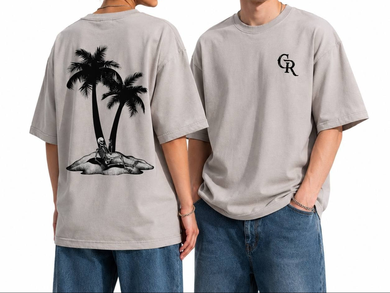 Stylowy t-shirt streetwear Cerber™ DEAD CALM prezentacja przód i tył na modelu