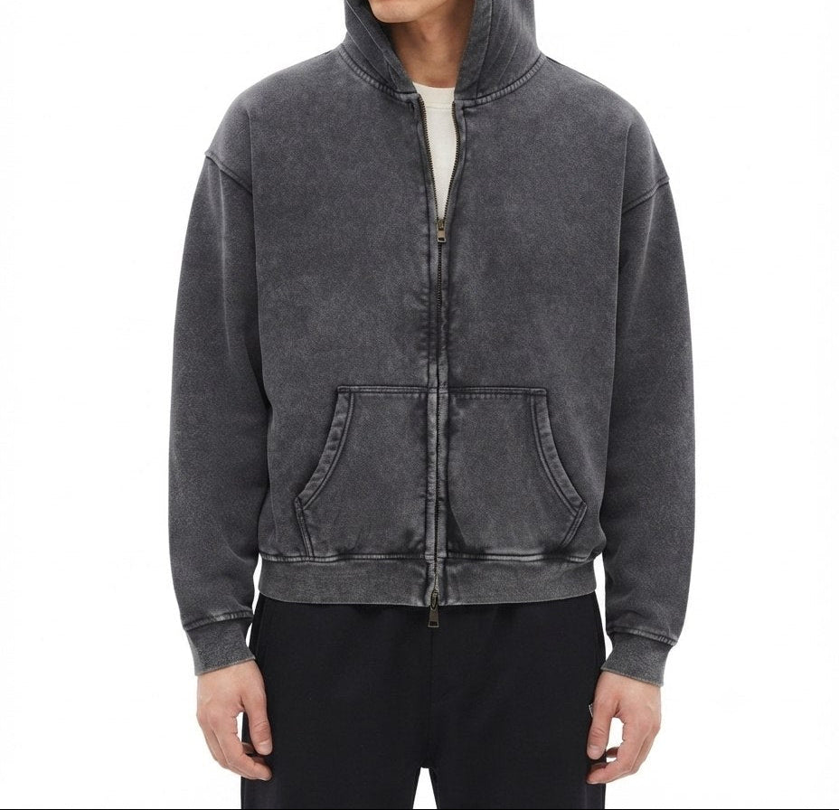 Męska bluza z kapturem oversize acid wash Apex Jaw CERBER na modelu - przód