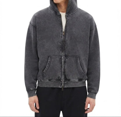 Męska bluza z kapturem oversize acid wash Apex Jaw CERBER na modelu - przód