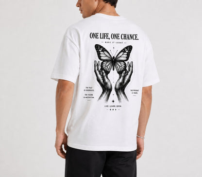 Cerber ONE LIFE, ONE CHANCE Biały T-Shirt z Grafiką