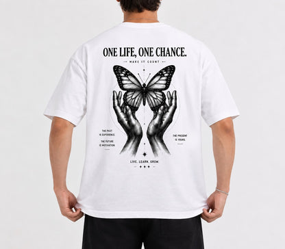 Cerber ONE LIFE, ONE CHANCE Biały T-Shirt z Grafiką