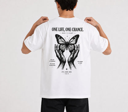 Cerber ONE LIFE, ONE CHANCE Biały T-Shirt z Grafiką